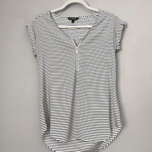 Express Striped Zipper Detail Blouse